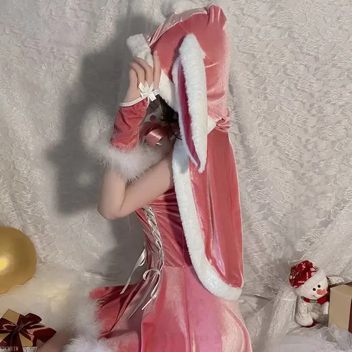 Chemise de nuit de noël rose pour femmes