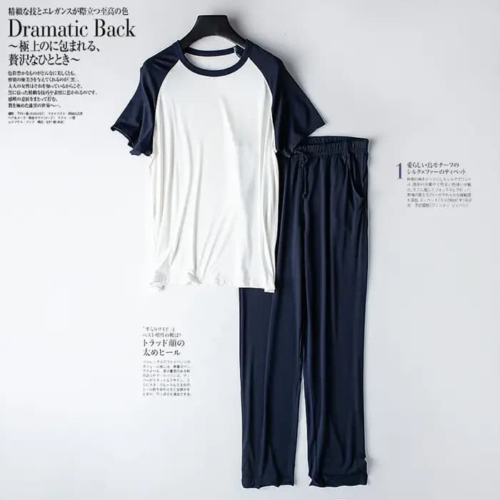 Nouveaux ensembles de pyjama pour homme, ensemble short et pantalon à manches courtes, patchwork col