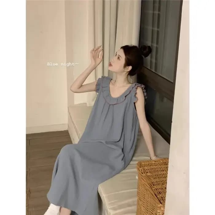 Robe pyjama femme Sexy dos nu chemise de nuit sans manches volants vêtements