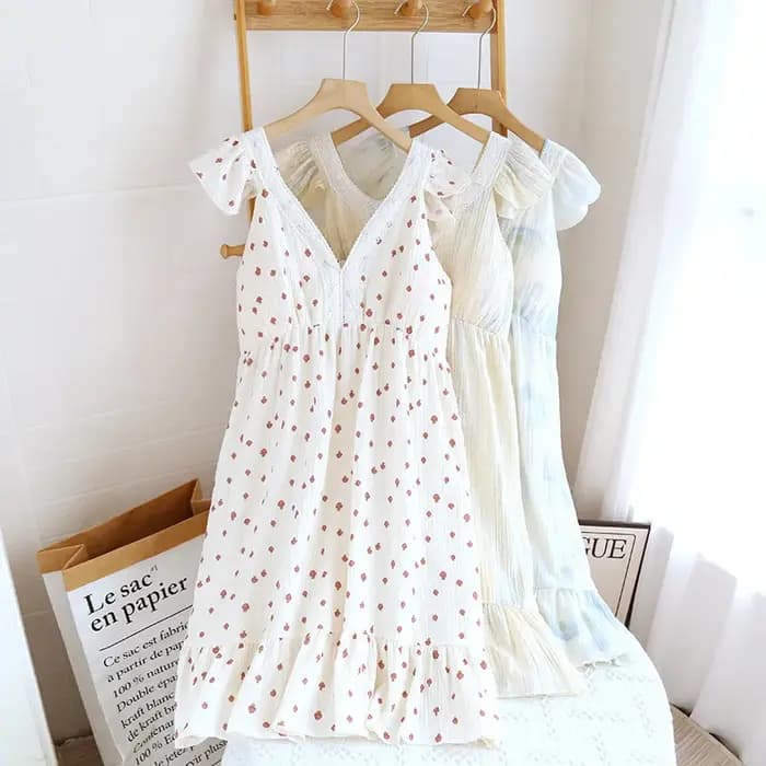 Robe de nuit en crêpe à manches volantes pour filles