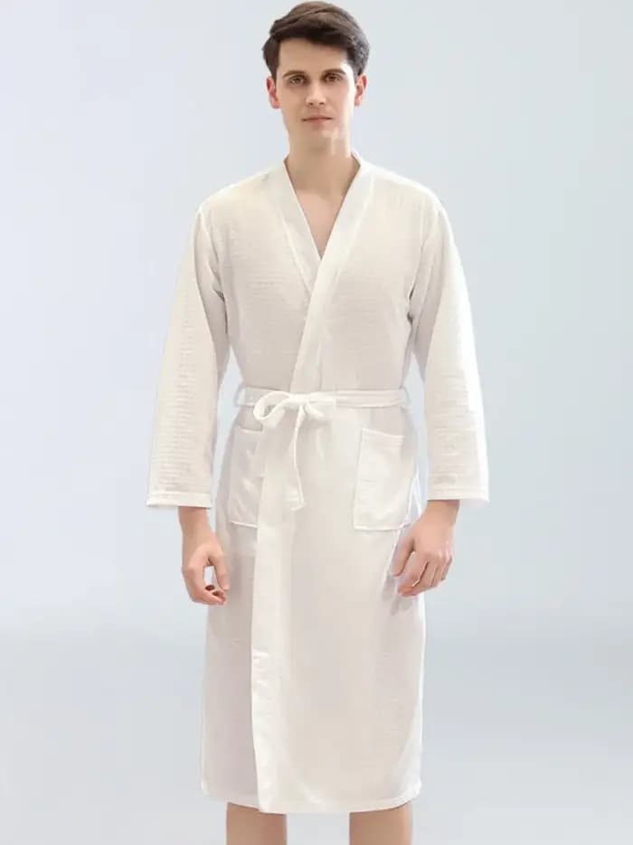 Peignoir unisexe en tissu gaufré pour hommes et femmes