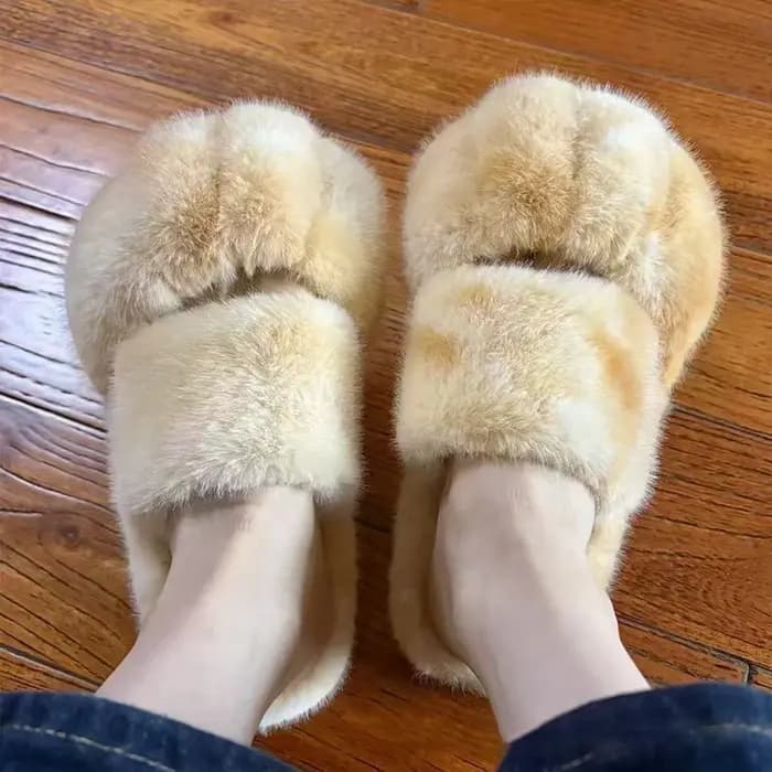 Kawaii fourrure chat patte pantoufle mode Imitation