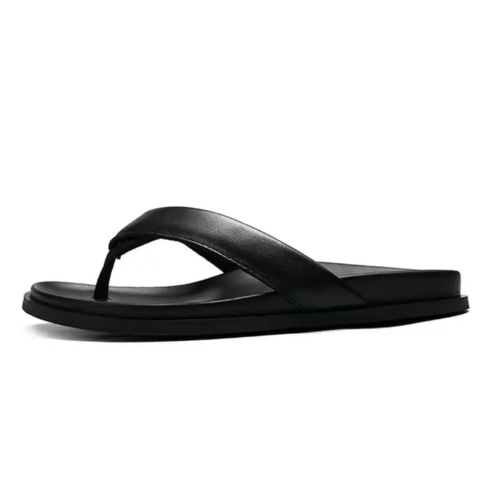 Pantoufles antidérapantes plates de styliste pour hommes, chaussures de marche en cuir véritable de