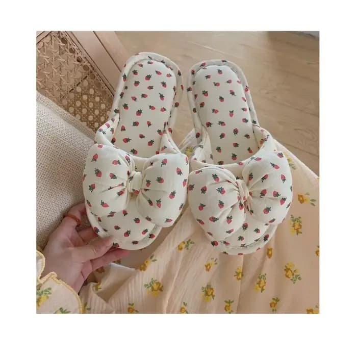 Pantoufles en lin à nœud en forme de cœur pour filles
