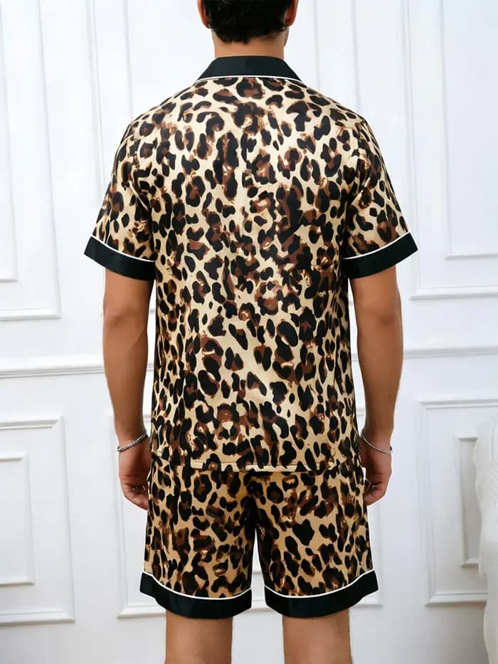 Ensemble de pyjama pour homme en satin à rayures imprimées