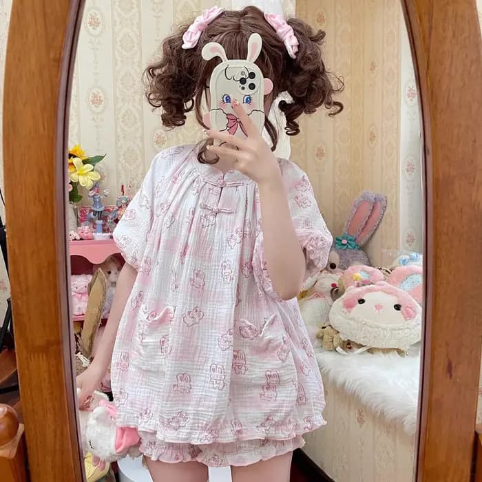 Ensemble pyjama imprimé lapin style Kawaii Lolita