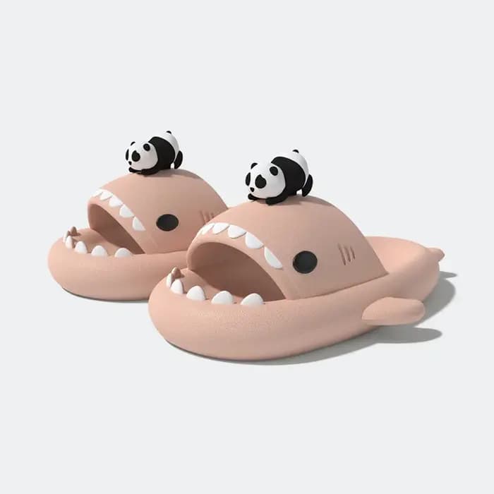2025 mignon Panda bricolage requin pantoufles femmes hommes été plate-forme chaussures nuit brillant lanterne