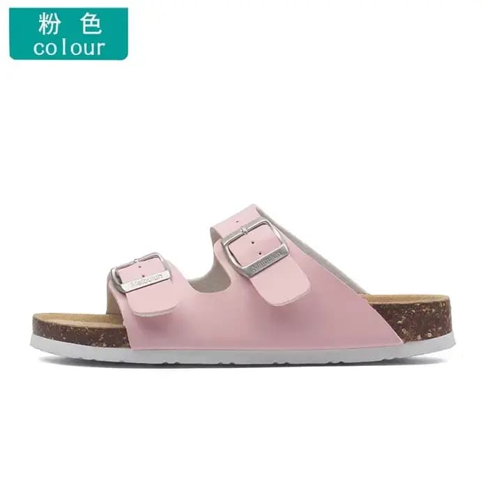 Pantoufles femmes boucle fond plat pantoufles en liège homme été unisexe plage bouton extérieur sandales décontractées concepteur dames chaussures