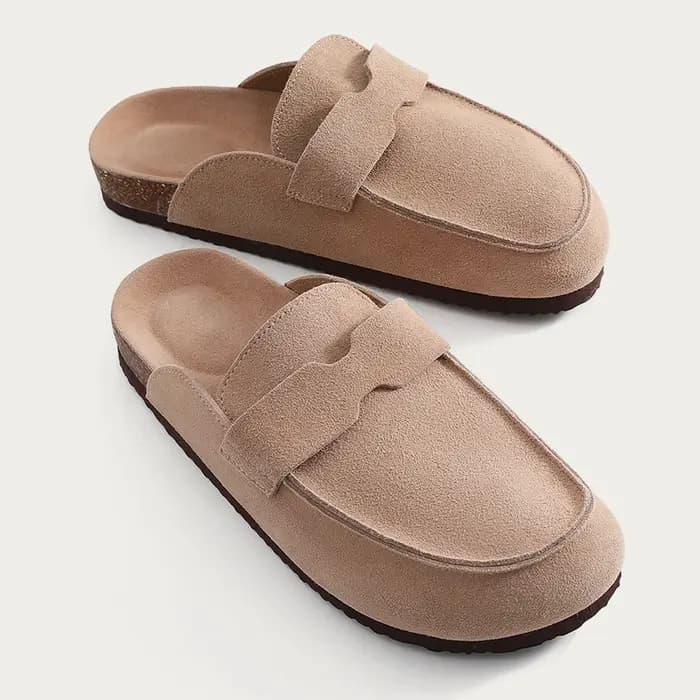 Pantoufles en molleton de liège pour hommes et femmes, sabots en daim, chaussures classiques en lièg