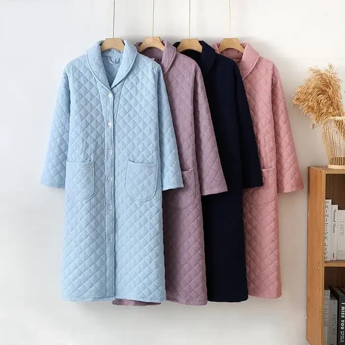 Automne hiver femmes chaud coton avec remplissage Robe dames peignoir femme à manches longues
