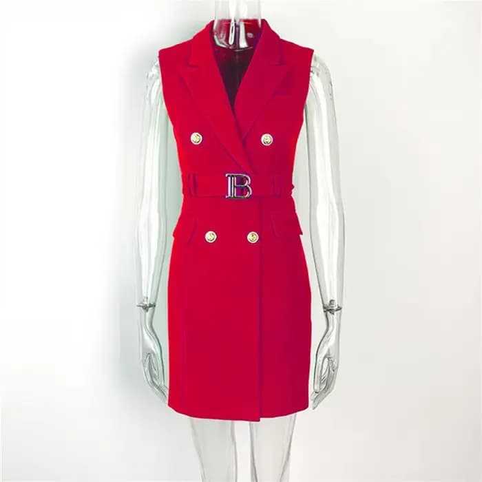 Robe sans manches ajustée avec ceinture pour femme