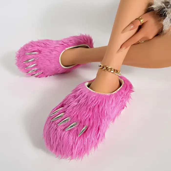 Nouvelles pantoufles à griffes d'animaux en fourrure