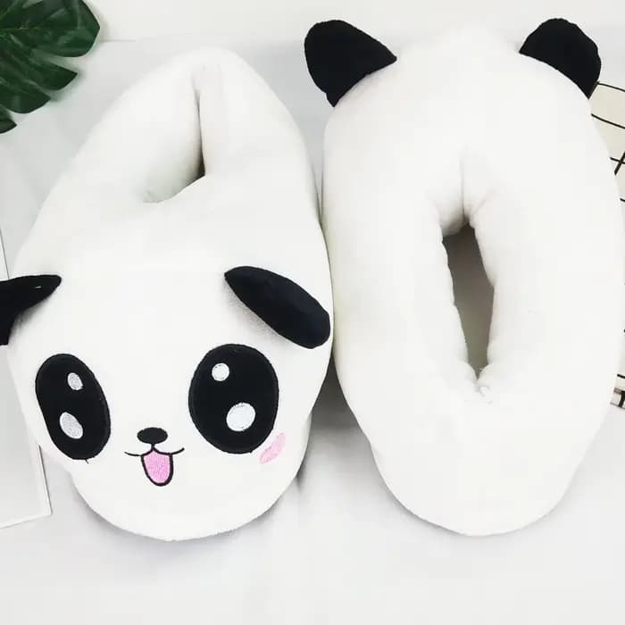Hiver intérieur Panda femmes pantoufles dames animaux mignons en peluche chaud fourrure chaussures Couple maison