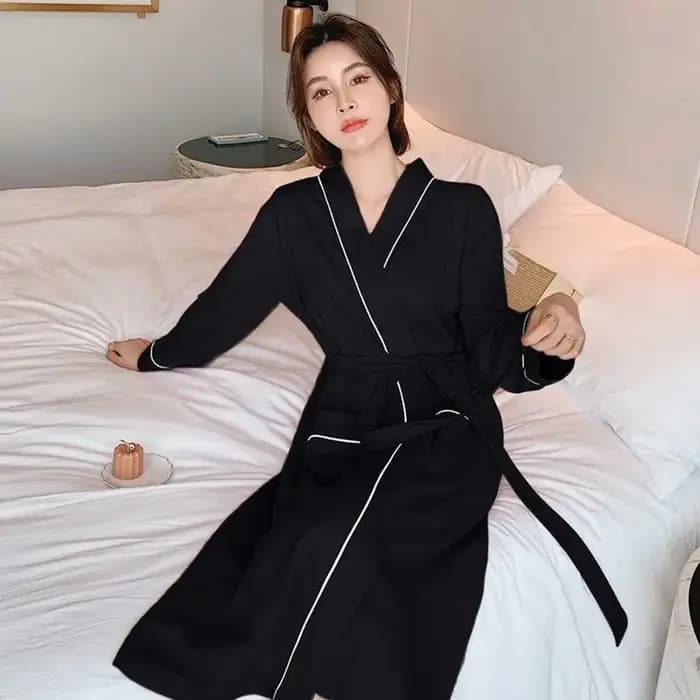 Robe de nuit en coton à manches longues pour femmes, peignoir grande taille, robe de couple, salon At, vêtements de maison, pyjama homme, robe de nuit M-3XL