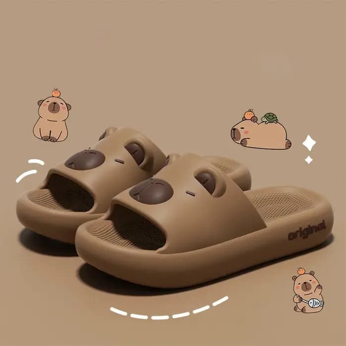 Capybara mignon dessin animé pantoufles doux intérieur extérieur antidérapant diapositives épais