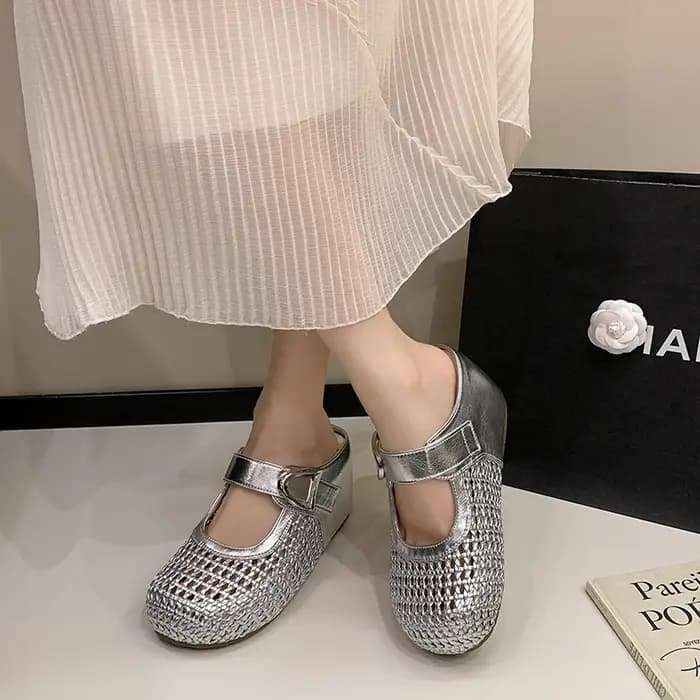 Mules Baotou pour femmes, été 2026, nouveau style, rehaussantes, en maille respirante, à semelle épa