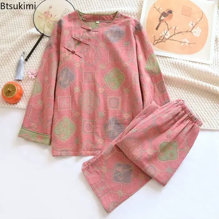 Ensembles de pyjamas en coton de style chinois pour femmes 2026