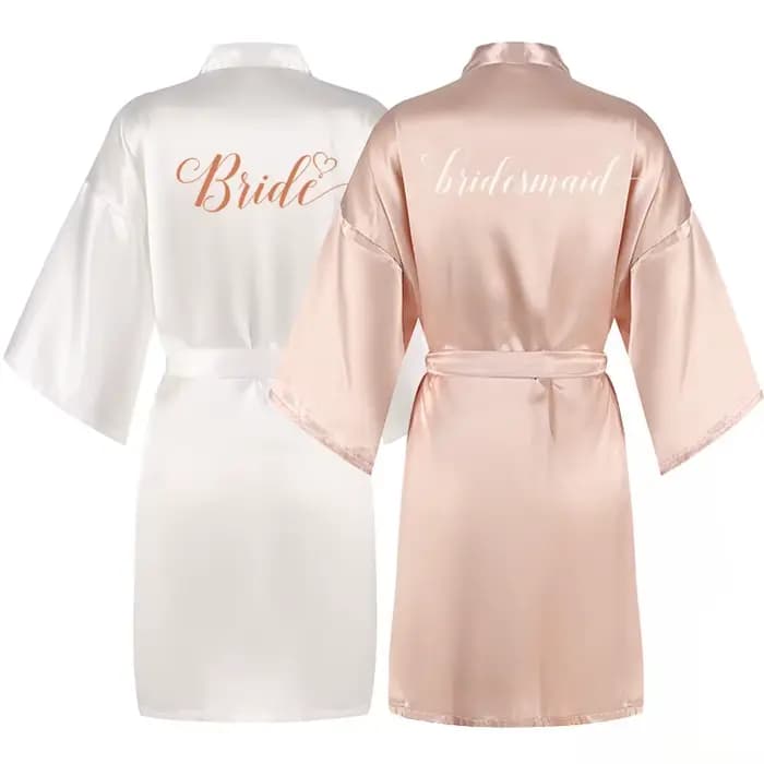 Peignoir Champagne mariée satin-soie kimono femmes fête nuptiale soeur équipe mère douche vêtements de nuit demoiselle d'honneur mariage robes courtes