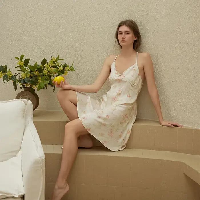 Robe de nuit en viscose de coton pour dames