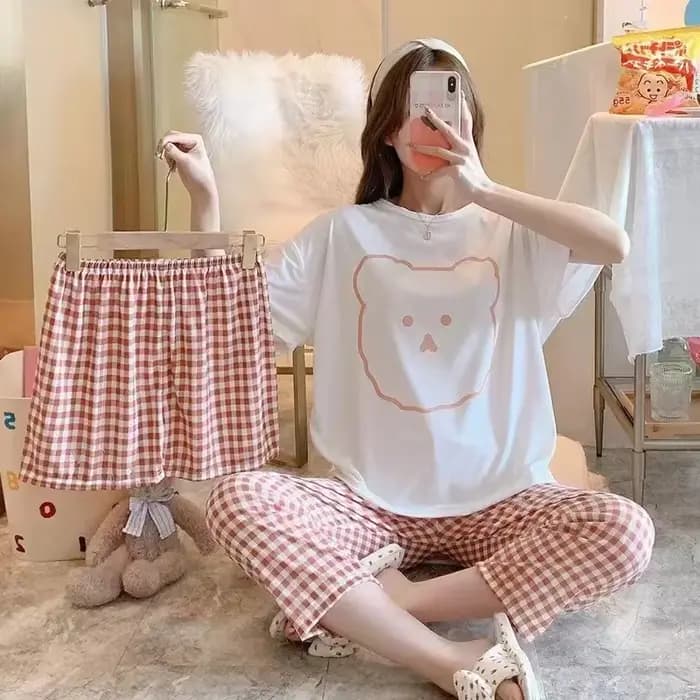 Pyjama trois pièces à manches courtes pour femmes, pyjama d'été pour femmes, version coréenne des ét