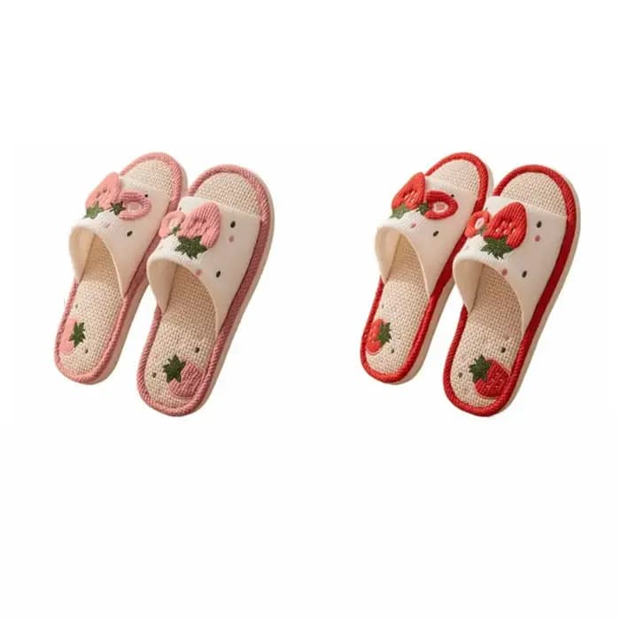 Kawaii – pantoufles de maison en lin à semelle souple