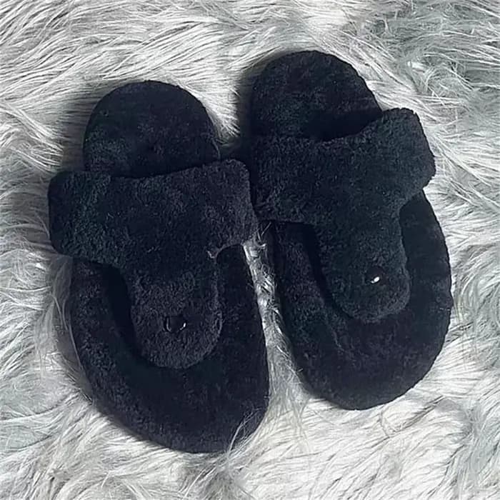 Chaussons et claquettes pour femme en vraie laine de mouton, nouvelle collection été 2026, antidérap
