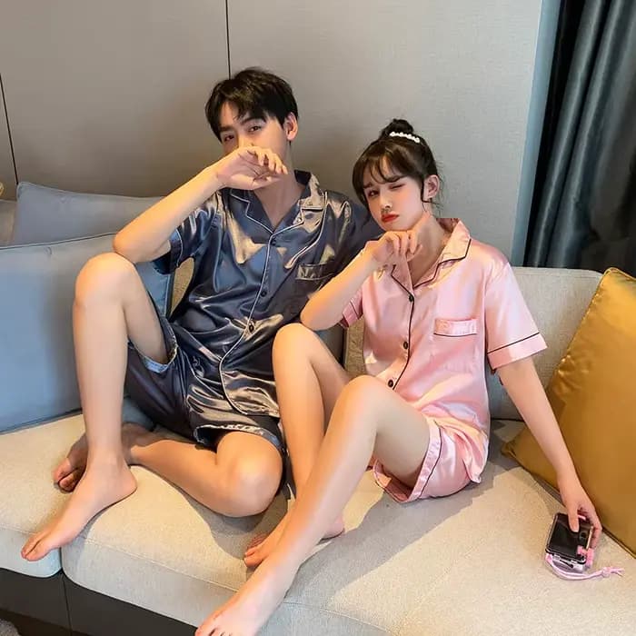 Pyjama de luxe costume Satin soie Pyjamas ensembles Couple vêtements de nuit décontracté famille Pijama amant