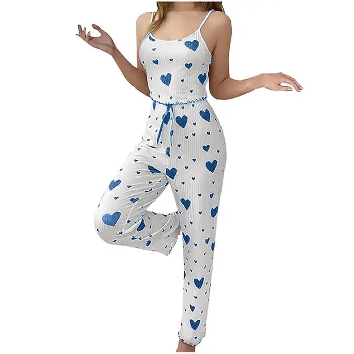 Femmes vente chaude pyjamas grande taille pyjama ensemble 2 pièces joli gilet court + pantalon blanc