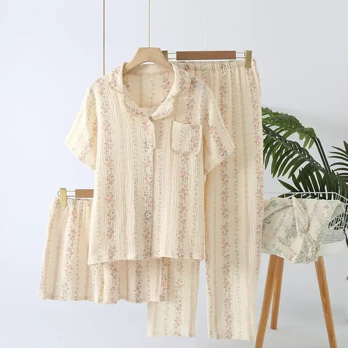 Pyjama trois pièces en pur coton
