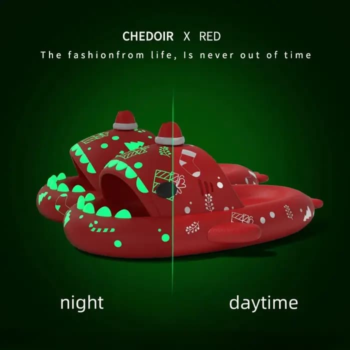 Pantoufles de requin lumineuses de noël pour femmes et hommes