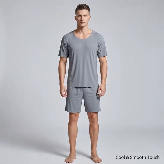 Ensemble de vêtements de détente d'été pour hommes : Pyjama en soie glacée