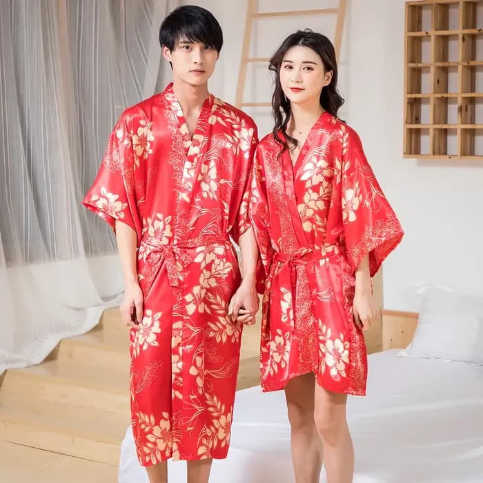 Robe Kimono Confortable en Satin Doux pour Homme