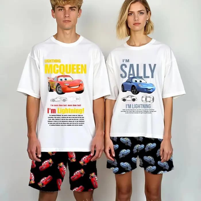 Nouvel ensemble pyjama assorti pour couples McQueen et Sally