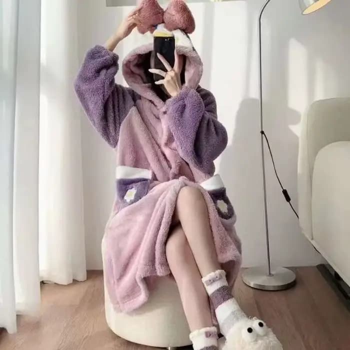Pyjamas hiver femmes nuisette à manches longues
