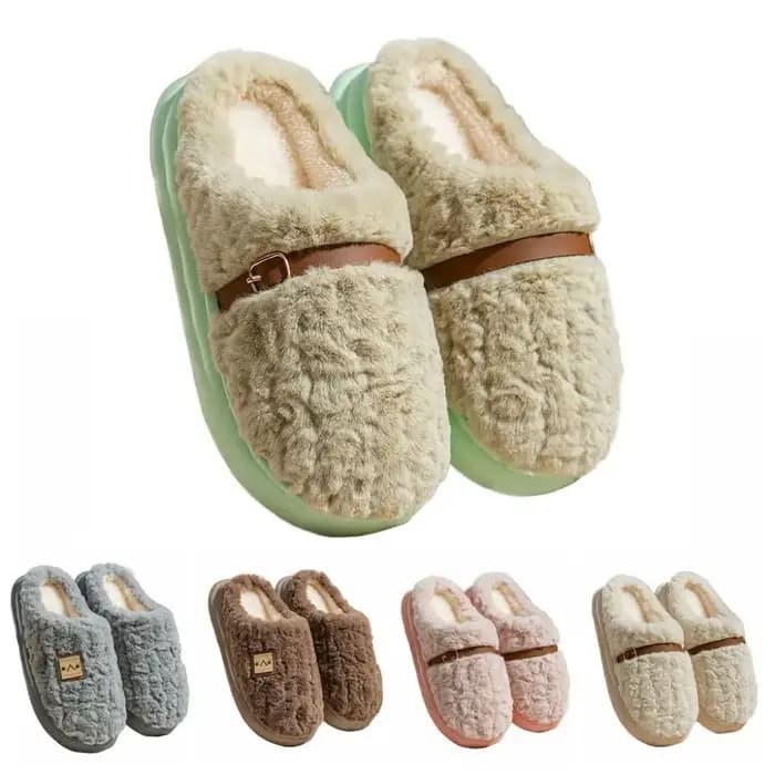 Pantoufles chaudes en peluche Patchwork confortables