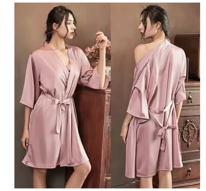 Robe en Satin femme Lingerie intime vêtements de nuit soyeux mariée cadeau de mariage décontracté Kimono peignoir