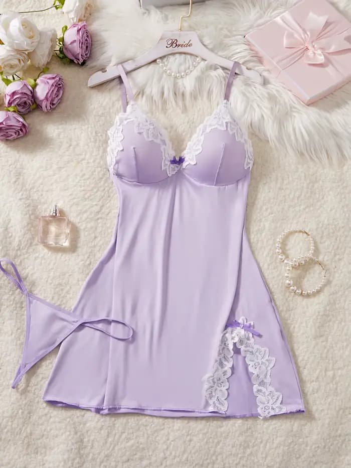Chemise de nuit violet clair pour femmes