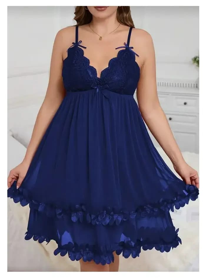 Chemise de nuit sexy en dentelle grande taille
