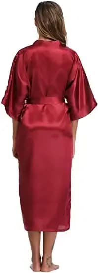 Peignoir Sexy en Satin Soyeux Extra Long pour Femme