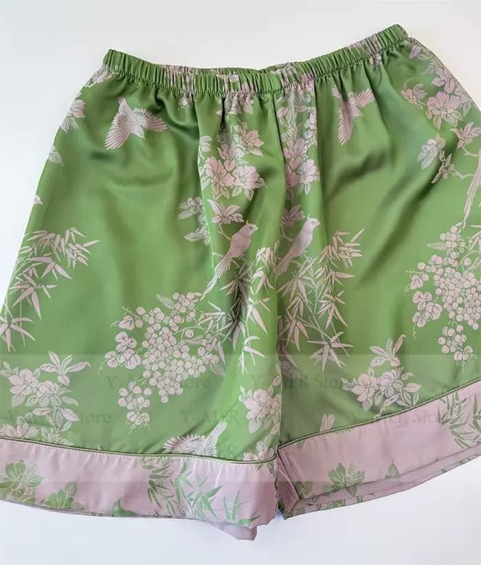 Pyjama Jacquard jaune Femme femmes vêtements de maison élégants à manches courtes Pijama Mujer Sexy dentelle garniture