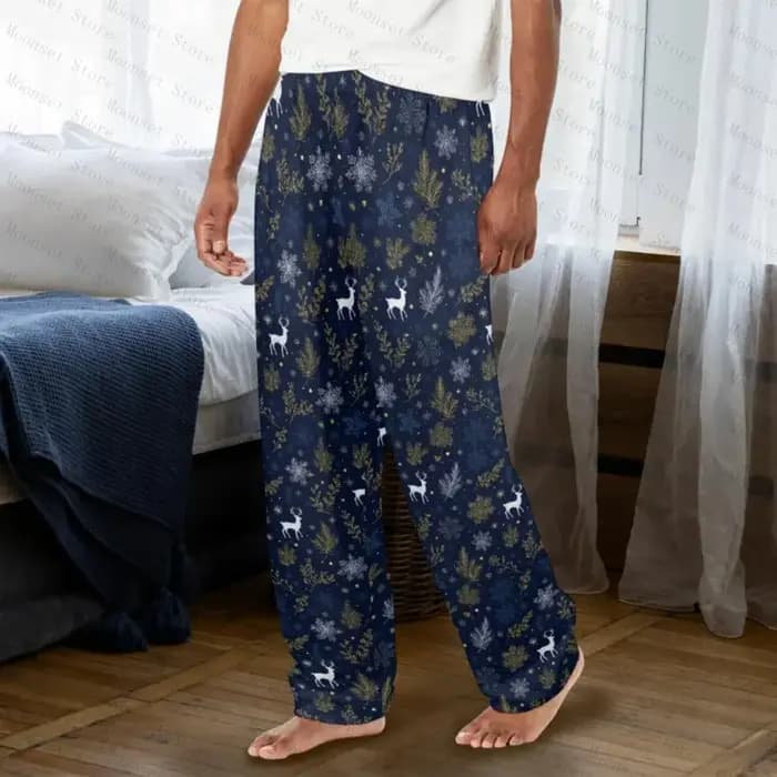 Noël femmes pyjamas pantalon renne flocons de neige arbres festifs