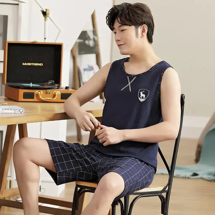 Ensemble de pyjama deux pièces en coton pour hommes