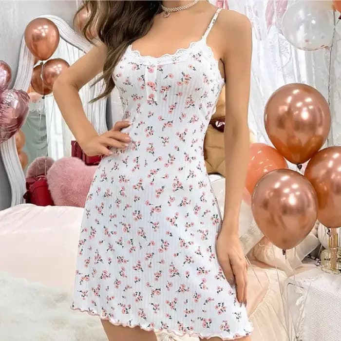 Chemise de nuit florale la plus vendue en Europe et en Amérique, robe en dentelle légère et conforta