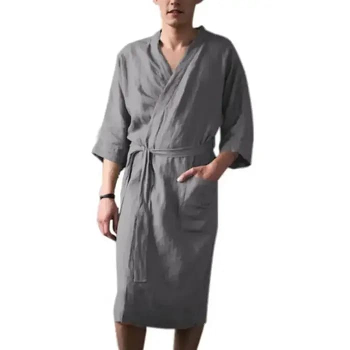 Chemise de Nuit en Coton et Lin pour Homme