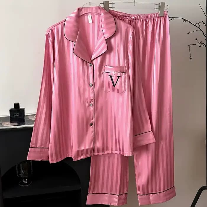 Pyjama femme 2 pièces ensemble mode noir glace vêtements de nuit en soie pantalon costumes