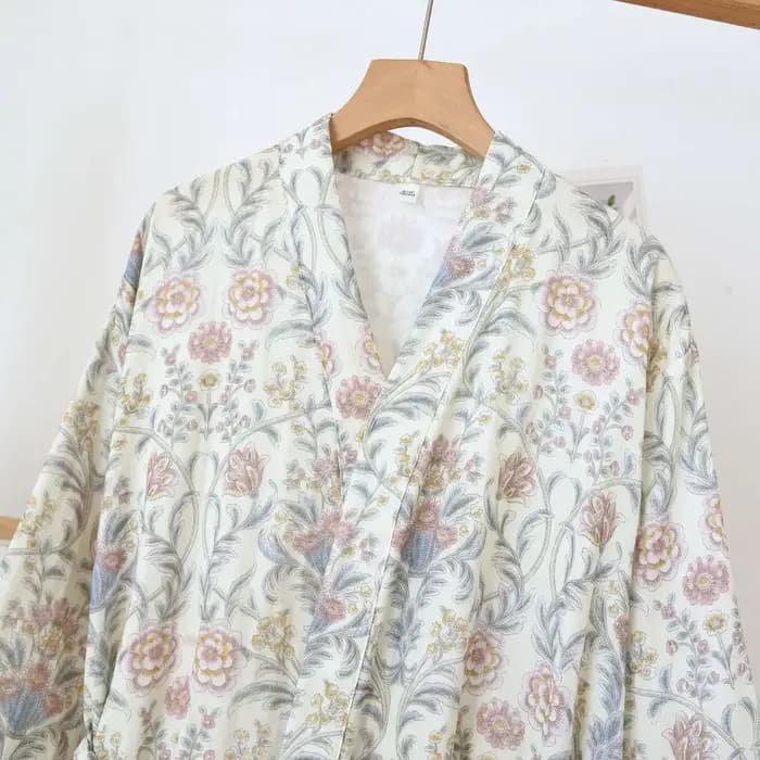 Peignoir en gaze de coton imprimé floral pour femmes