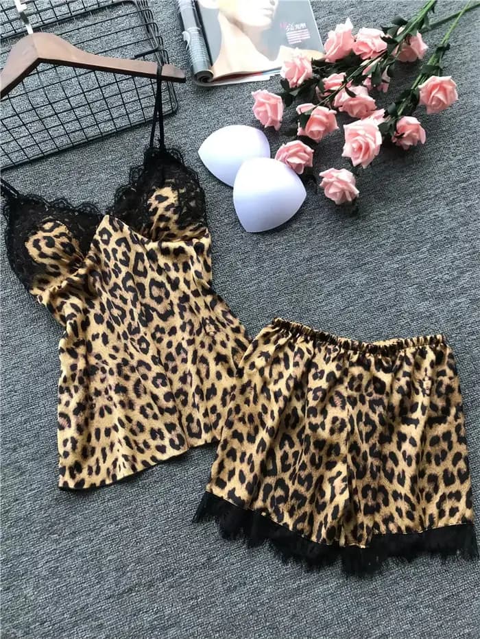 Ensemble pyjama sexy imprimé léopard pour femme
