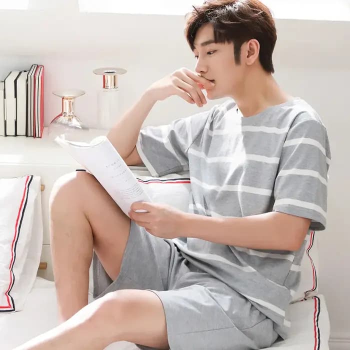 Pyjamas d'été pour hommes ensemble de vêtements de maison de Shorts à manches courtes étudiants adol