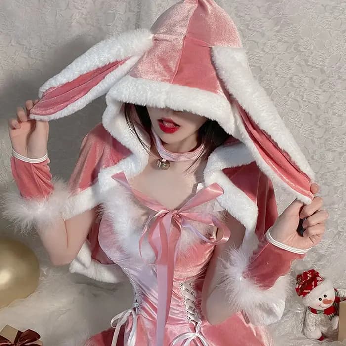 Chemise de nuit de noël rose pour femmes