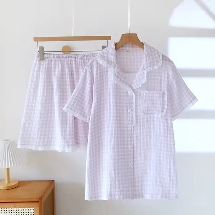 Pyjama en coton de gaze fine pour femmes